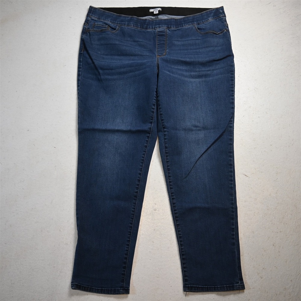 Croft & Barrow 20W High Rise Slim Pull On Dark Stretch Denim Womens Jeans